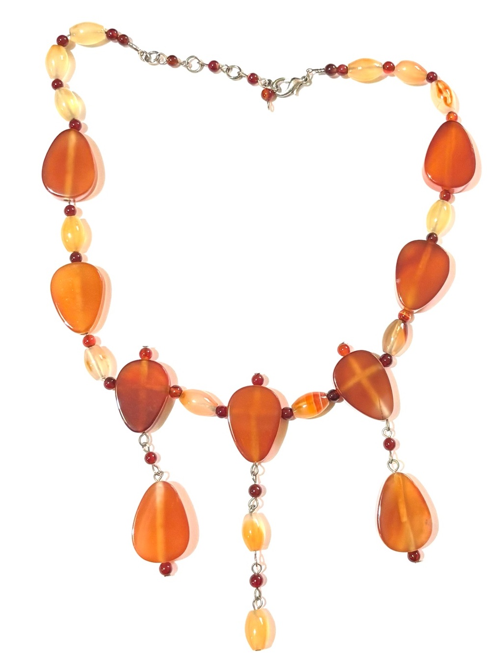 Handmade Warm Amber Drop Bead Necklace - Women Jewelry